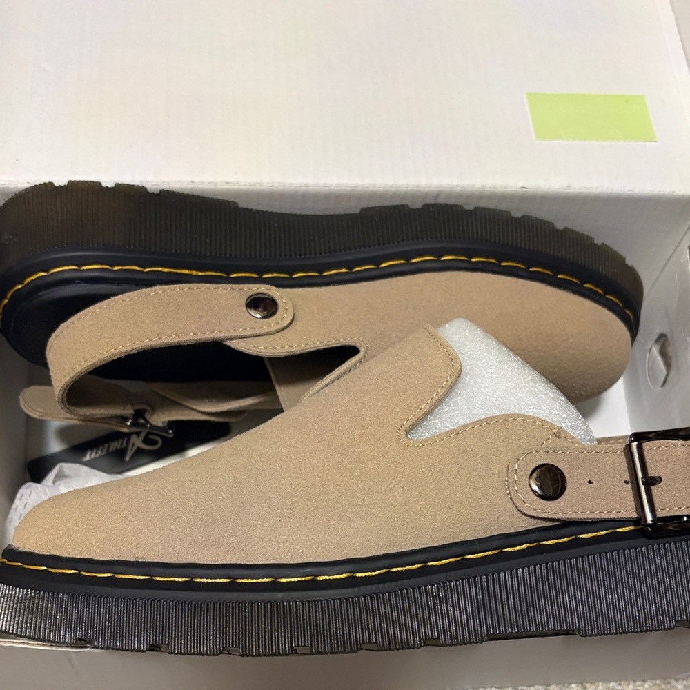 Tan Suede Women's Mules by Dr. Martens